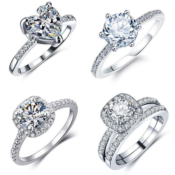 

wedding rings ring crystal for women white cubic 2021 female, Slivery;golden