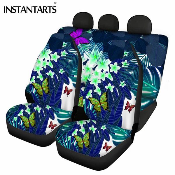 

hawaiian polynesian floral print easy clean car seat protector for women thicken butterfly front&back cover covers
