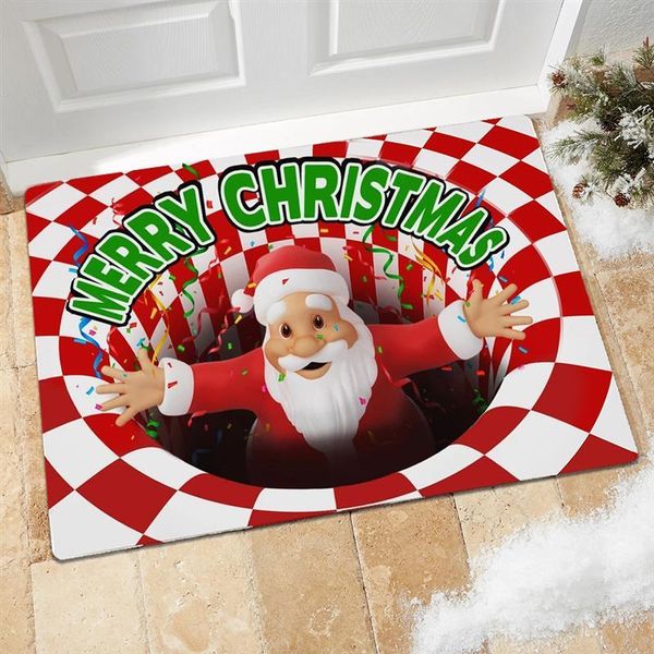 

carpets 3d santa vortex illusion areas rug indoor christmas decorations carpet floor pad non-slip doormat mats for home children room
