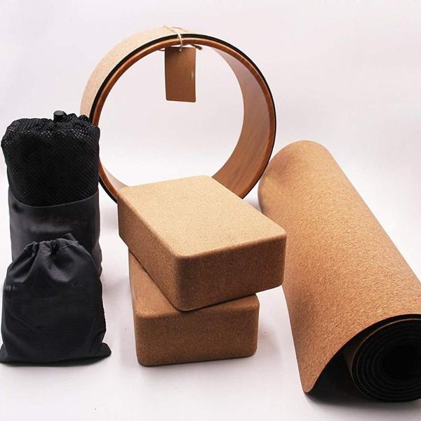 

tiger fitness eco-friendly cork yoga block set balls