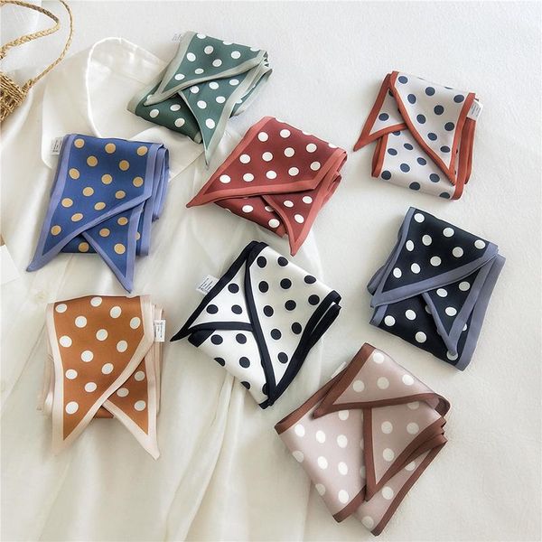 

scarves small scarf decorative double-sided polka dot printing diy bags ribbon tie band long narrow skinny silk, Blue;gray