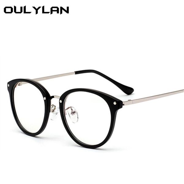 

fashion sunglasses frames oulylan men women vintage glasses frame decoration optical eyeglasses myopia round metal spectacles male clear len, Black