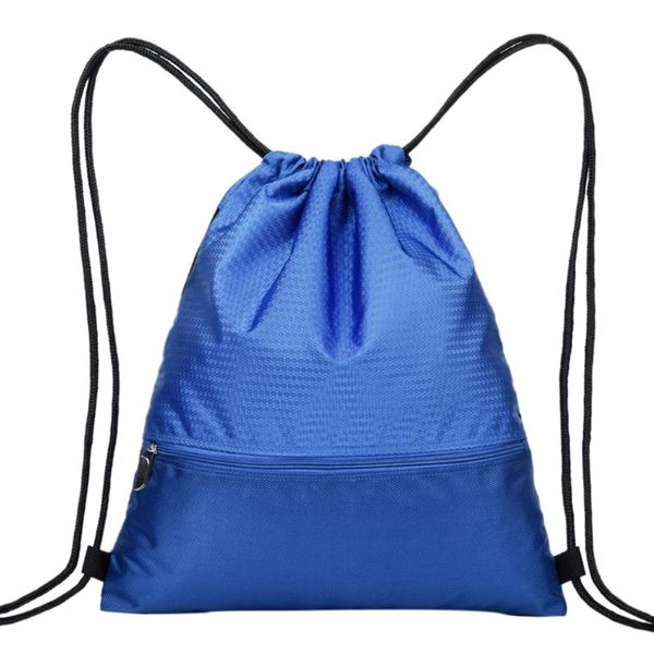 

backpack with zipper drawstring basketball students solid outdoor sports storage bag large capacity oxford cloth pouch