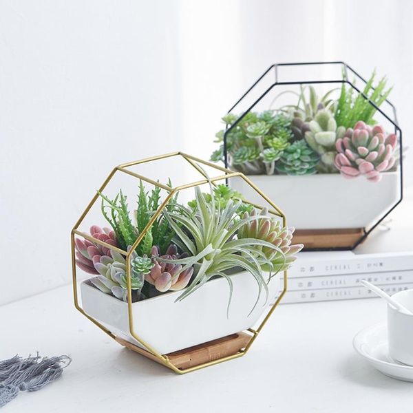 

decorative objects & figurines nordic simulation succulent small potted plant metal frame wooden base flower stand creative home decoration