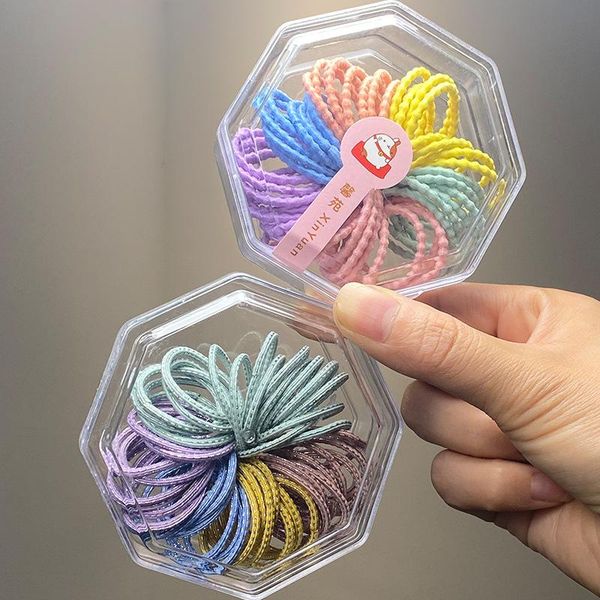 

hair accessories children's rubber band female high elastic cable tie baby head rope simple fashion gift box, Slivery;white