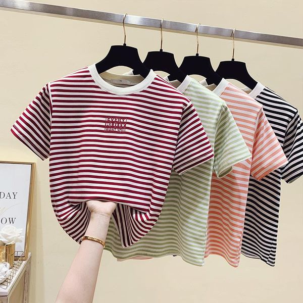 

plus size t-shirts for women harajuku summer t shirt fashion stripe printed female t-shirt casual tee woman clothing women's, White