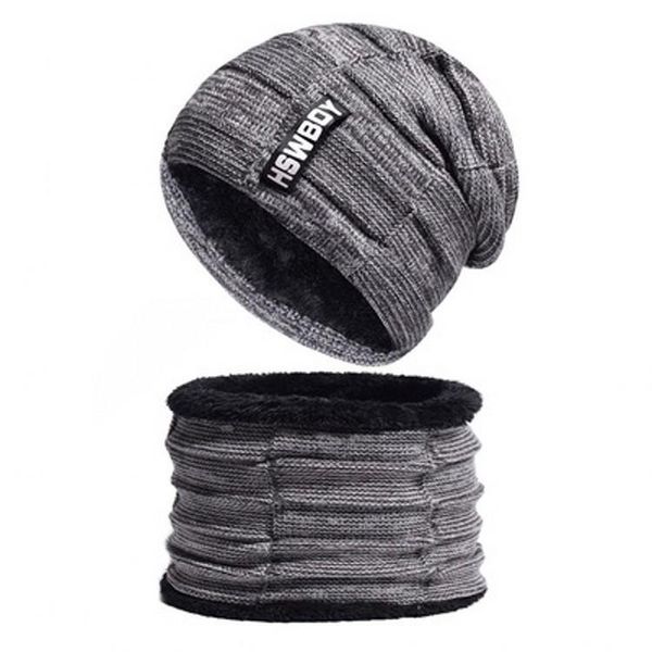 

stingy brim hats winter men's hat scarf sets knitted wool beanies men hip-hop cap turban caps skullies thick warm for women gorros hat0, Blue;gray