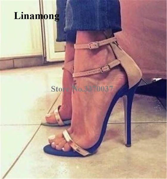 

western style open toe patchwork stiletto heel gladiator sandals thin straps buckle high dress heels shoes, Black