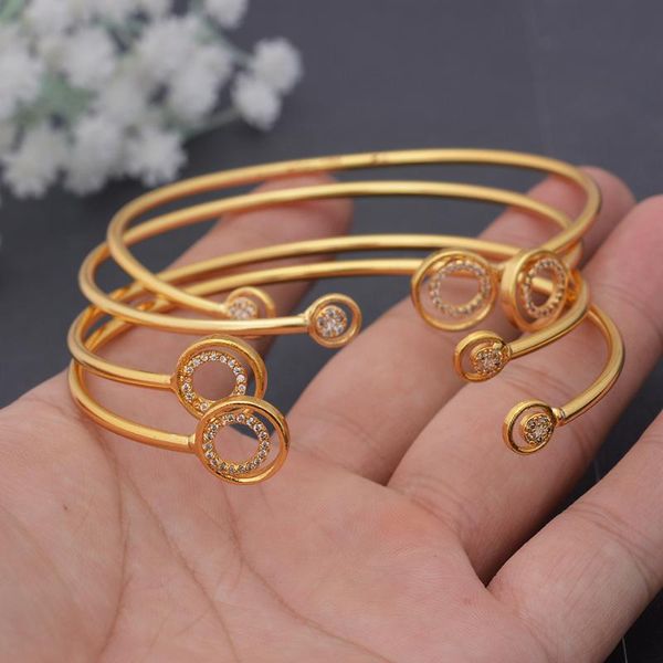 

bangle 4pcs/set 24k dubai gold color african cuff bangles for girl saudi arab wedding not can open bracelet&bangles jewelry size, Black