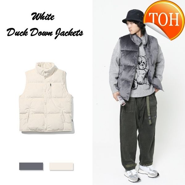 

loose down vests winter men's stand collar jackets sleeveless japan style puffer waistcoat male thick warm fashion parkas jk-912, Black