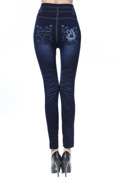 

leggings fashion . 026 seamless cotton imitation denim, Black