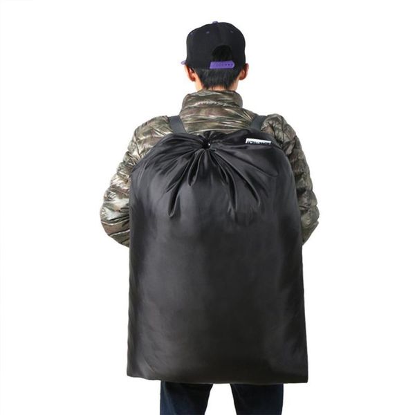 

storage bags polyester waterproof heavy duty backpack laundry bag large clothes for travle camping black
