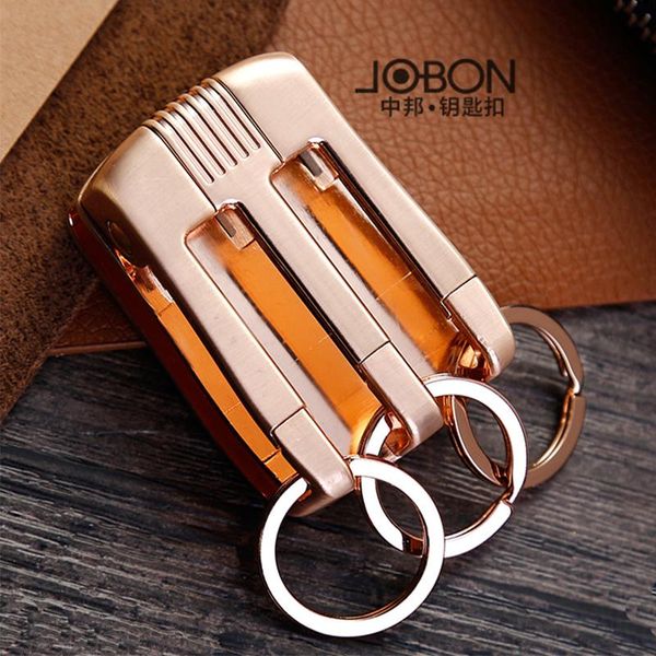 

keychains jobon classic belt keychain durable car key chain luxury buckle for ring holder 3 hooks accessories gift couple, Silver