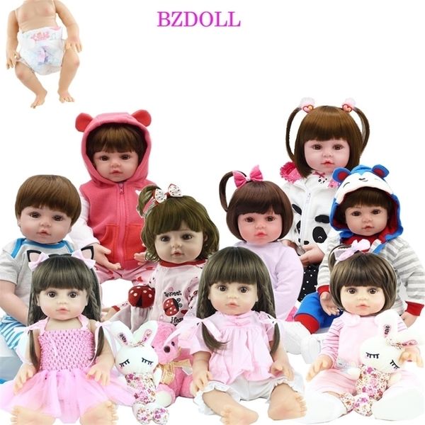 Realistico 48 CM Full Silicone Soft Body Girl Boy Reborn Baby Doll Toy Like Alive 19 pollici Princess Birthday Gift Fashion Present 220315