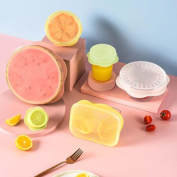 

kitchen storage & organization 6pcs reusable silicone wrap bowl seal cover stretch lid keep fresh product fits all sizes and shapes of