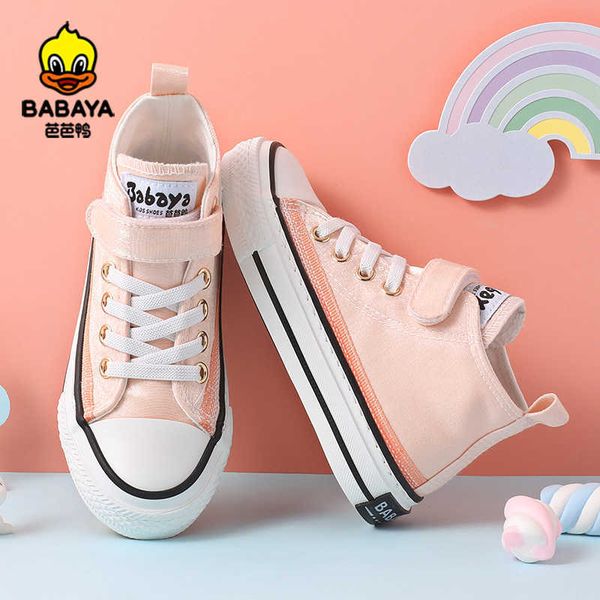 

babaya children's shoes girls high canvas shoes 2021 spring new large kids casual shoes breathable sneakers for toddler c0602, Black;red