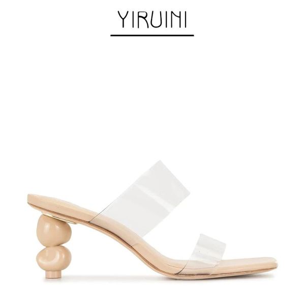 

dress shoes women sandals fashion strange heel transparent strap square toe ladies mules summer gladiator sandal casual slides, Black