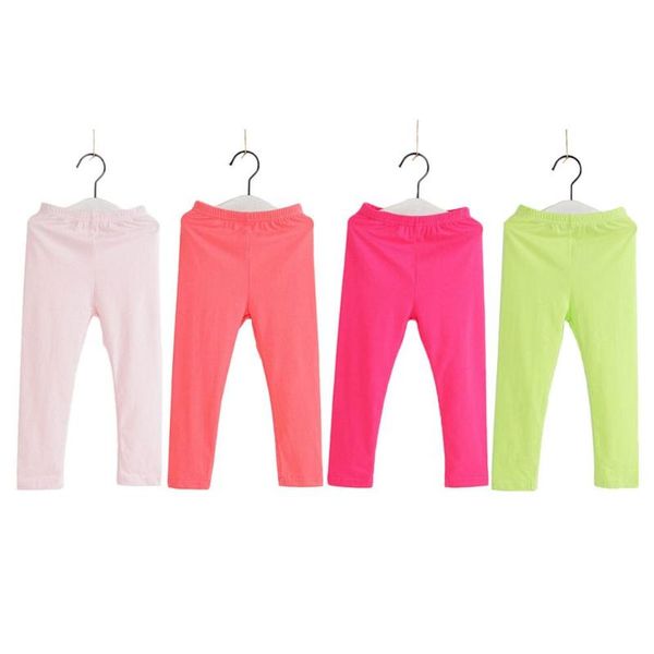 

women's leggings clearance girls' solid springy candy color kids cotton children girls ankle-length trousers pants, Black