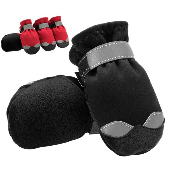 

dog apparel winter shoes reflective warm pet boots waterproof rain snow booties for medium large pitbull red black