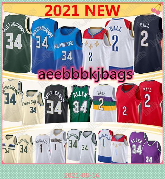 

giannis antetokounmpo basketball jerseys lonzo 2 ball zion 1 williamson 34 allen ncaa men kids retro10, Black;red