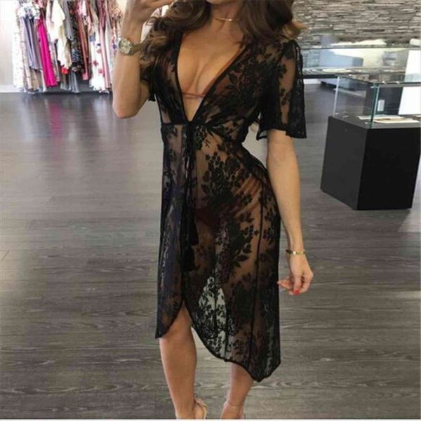 

black white bikini cover women shirt up summer lace kimono boho beach long maxi dress sheer loose kaftan tunic