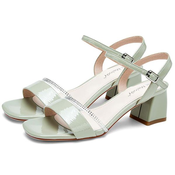 

dress shoes 2021 summer yellow blue women sandals 5.5cm block high heels femme 11803abx4528, Black