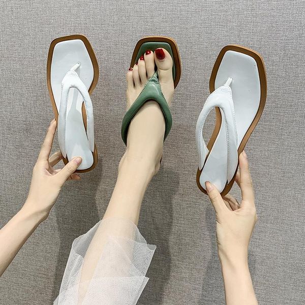 

dress shoes 2021 fashion woman's sandals summer gladiator beach flip flops white block heels mule slippers size 35-40, Black