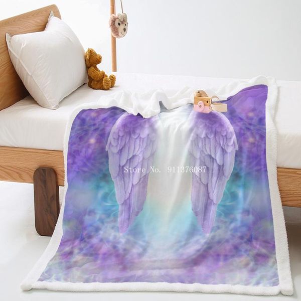 

blankets angel wings sherpa blanket 3d print colorful cartoon thicken home textile throw office nap warm