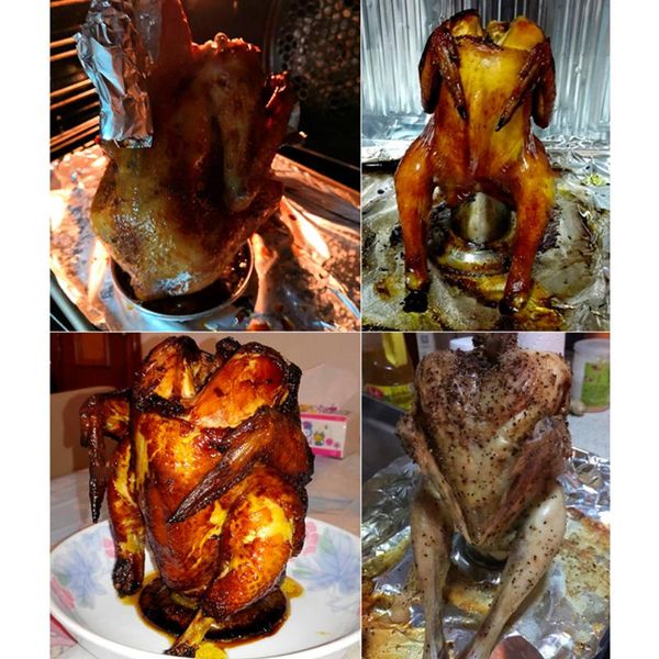 

tools & accessories cooking camping beer can chicken roaster turkey outdoor vertical rack stainless steel baking barbecue bbq grill picnic