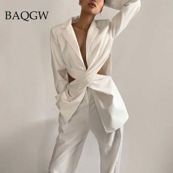 

women's suits & blazers fashion women hollow out cross casual blazer autumn elegant turn-down collar long sleeve loose jackets office l, White;black