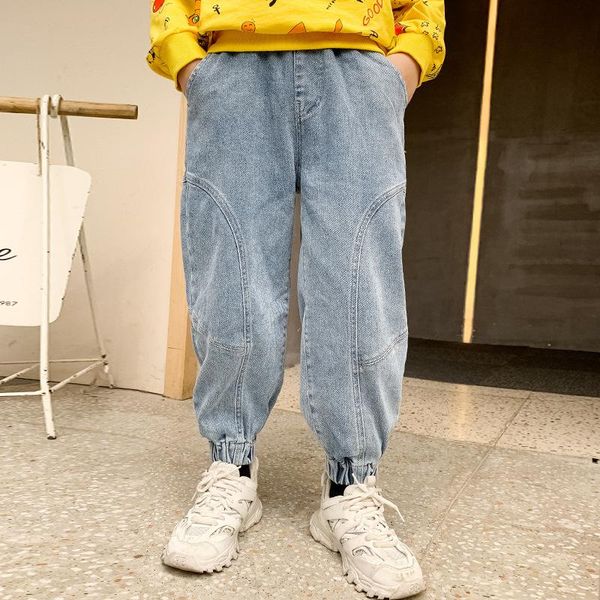 

vintage jean spring autumn boy trousers pants capris kids children clothing denim cowboyÂ kids clothesÂ toddlerÂ teenage sportÂ high jeans, Blue