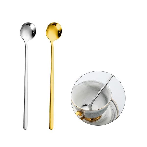 

spoons tea coffee mixing spoon round shape stainless steel dessert ice cream fruit teaspoons drink tableware 4pcs