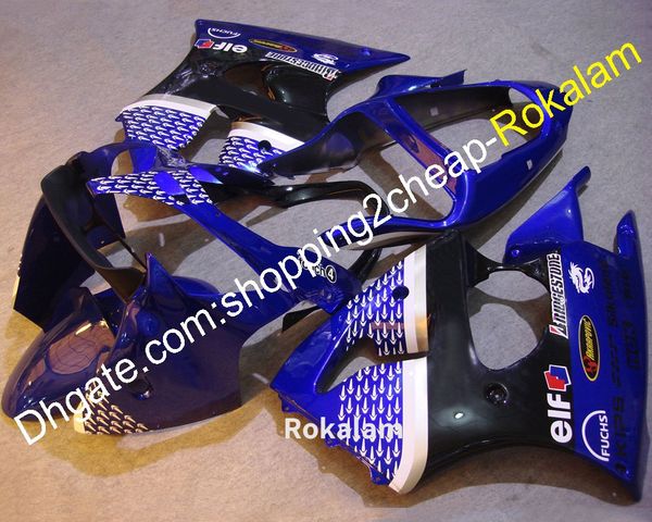 Carenados de motocicleta para Kawasaki ZX 6 R 636 2000 2001 2002 ZX-6R 00 01 02 ZX 6R Azul Negro (moldeo por inyección)