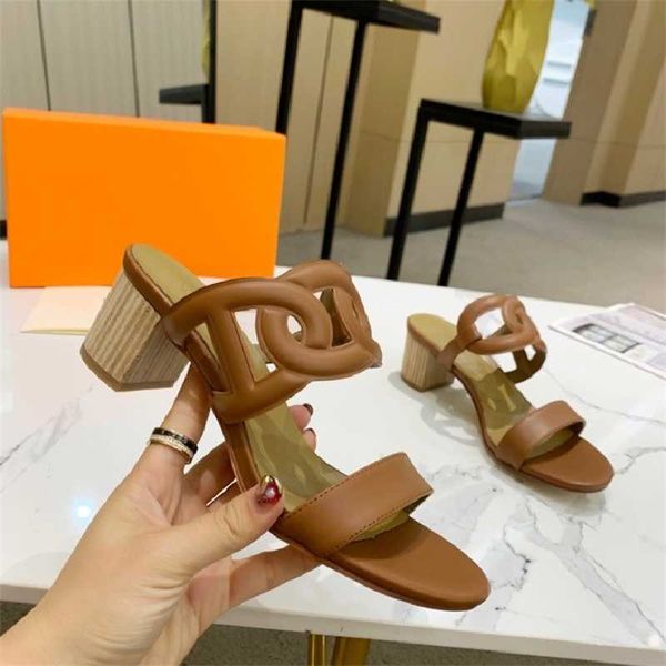 

thick heel roulis one line slippers sandals women's summer 2021 large zlh, Black