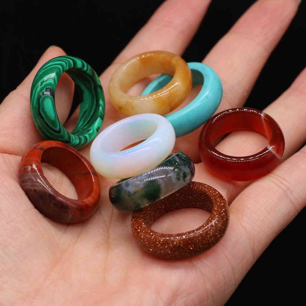 12pcs / caixa natural ágatas terno de pedra mistura cor mulheres jewerly rings combinar requintado caixa de presente tamanho 8mm