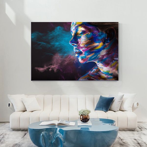 Abstrakte bild wandkunst leinwand malerei aquarell frau poster porträt hd drucken für wohnzimmer dekoration