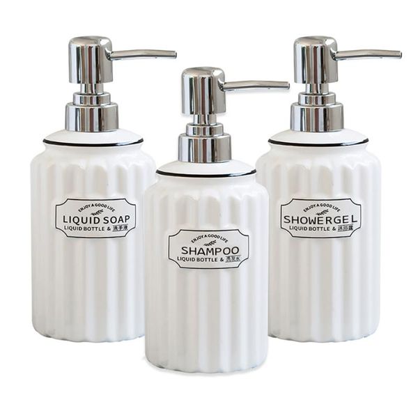 

liquid soap dispenser ceramic hand sanitizer bottle shower gel shampoo lotion press high-end bathroom storage