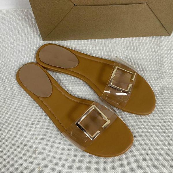 

slippers women's shoes summer outside leisure beach female flip flops transparent vogue buckle flat with holiday woman slides, Black
