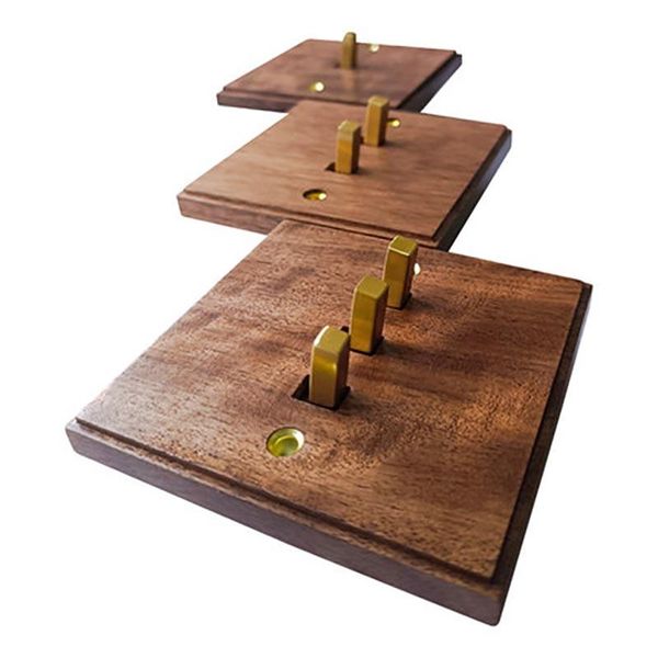 

smart home control black walnut panel brass lever antique solid wood retro switch 86 type 10a 250v