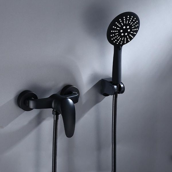 

bathroom shower sets set wall mounted head faucet bath mixer tap cold water black color accessories
