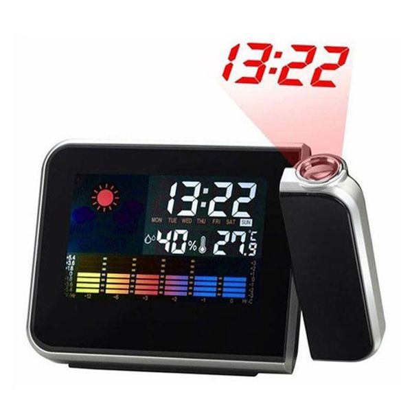 

desk & table clocks attention projection digital weather lcd clock projector color display led backlight bell timer