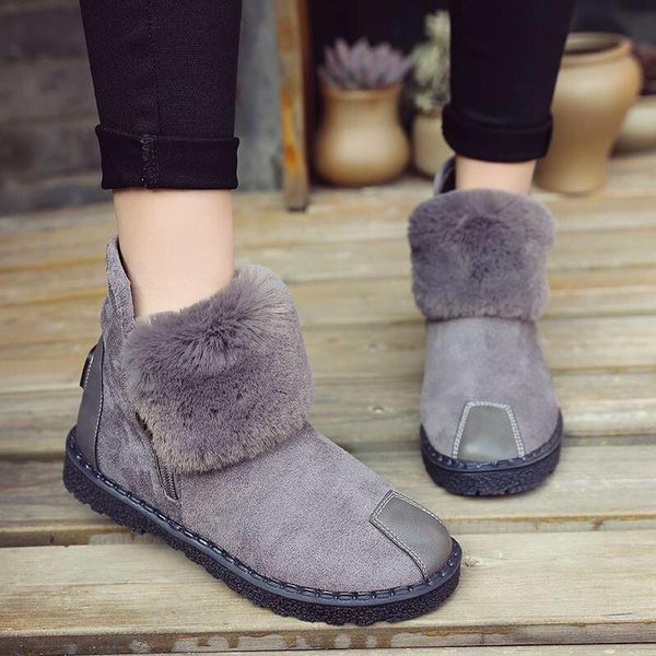 

boots women winter super warm snow suede ankle for female shoes botas mujer plush booties woman c400, Black