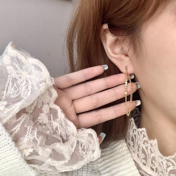

dangle & chandelier line ear threader earrings thread chain pull-through wire gold color for woman personality gifts jewelry, Silver