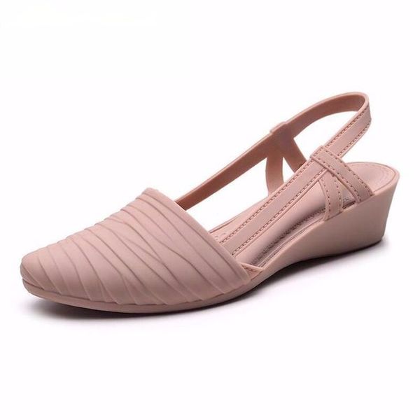

sandals 2021 women pumps pointed toe jelly shoes soft sole low heel daily street beach outdoor casual pink, Black