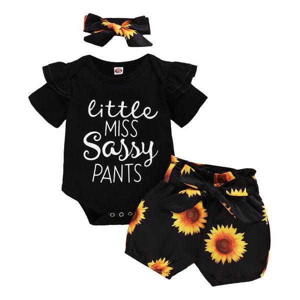 

clothing sets 0-18m born baby summer suit infant rompers clothes short sleeve shorts headband 3pcs/set girl outfits, White