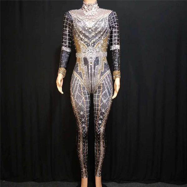 

party decoration x67 women stage dress bodysuit rhinestone printing jumpsuit bar singer pole dance wears outfits diamonds costumes dj