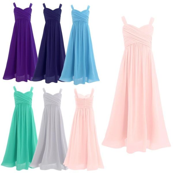 

girl's dresses girls sleeveless chiffon flower girl princess pageant wedding kids for summer evening party long dress, Red;yellow