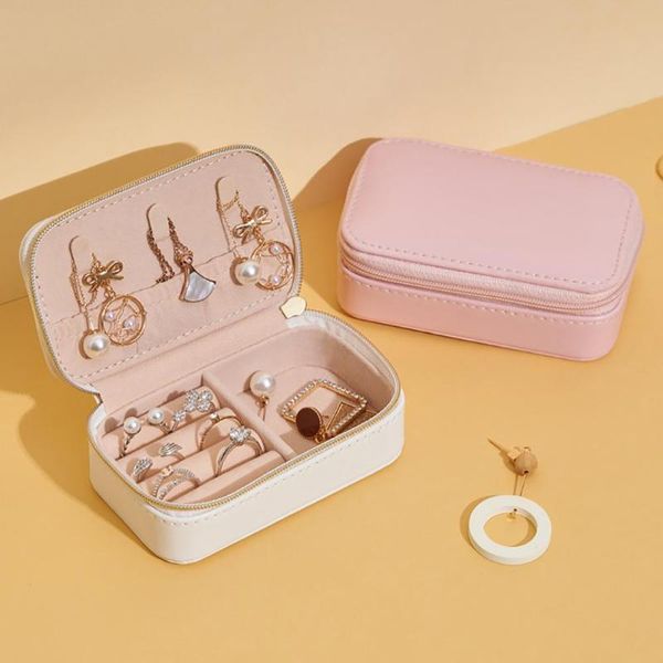 

jewelry pouches, bags bag dust-proof fashion decorative faux leather storage box necklace ring organizer for home, Pink;blue