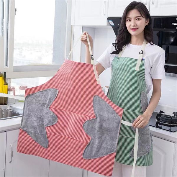 

home kitchen waterproof apron oxford cloth oil-water art coral veet adjustable hand wiping coverall thickened