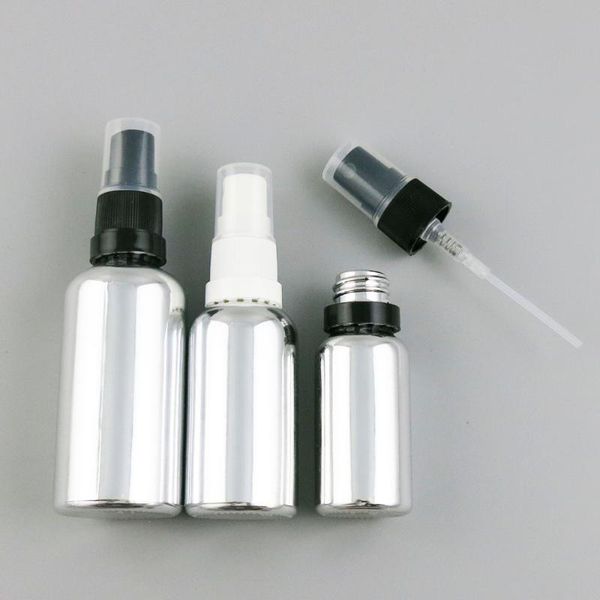

storage bottles & jars 200 x empty refillable 100ml 50ml 30ml 20ml 10ml 5ml painting silver glass bottle with tamper evident mist sprayer